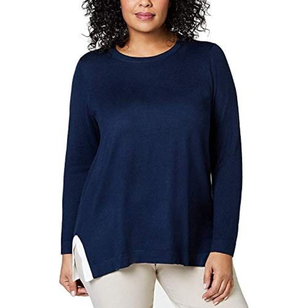 Charter Club Plus Size Colorblocked Detail Sweater